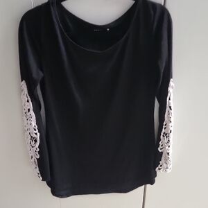 Elegant Black Lace Sleeve Top